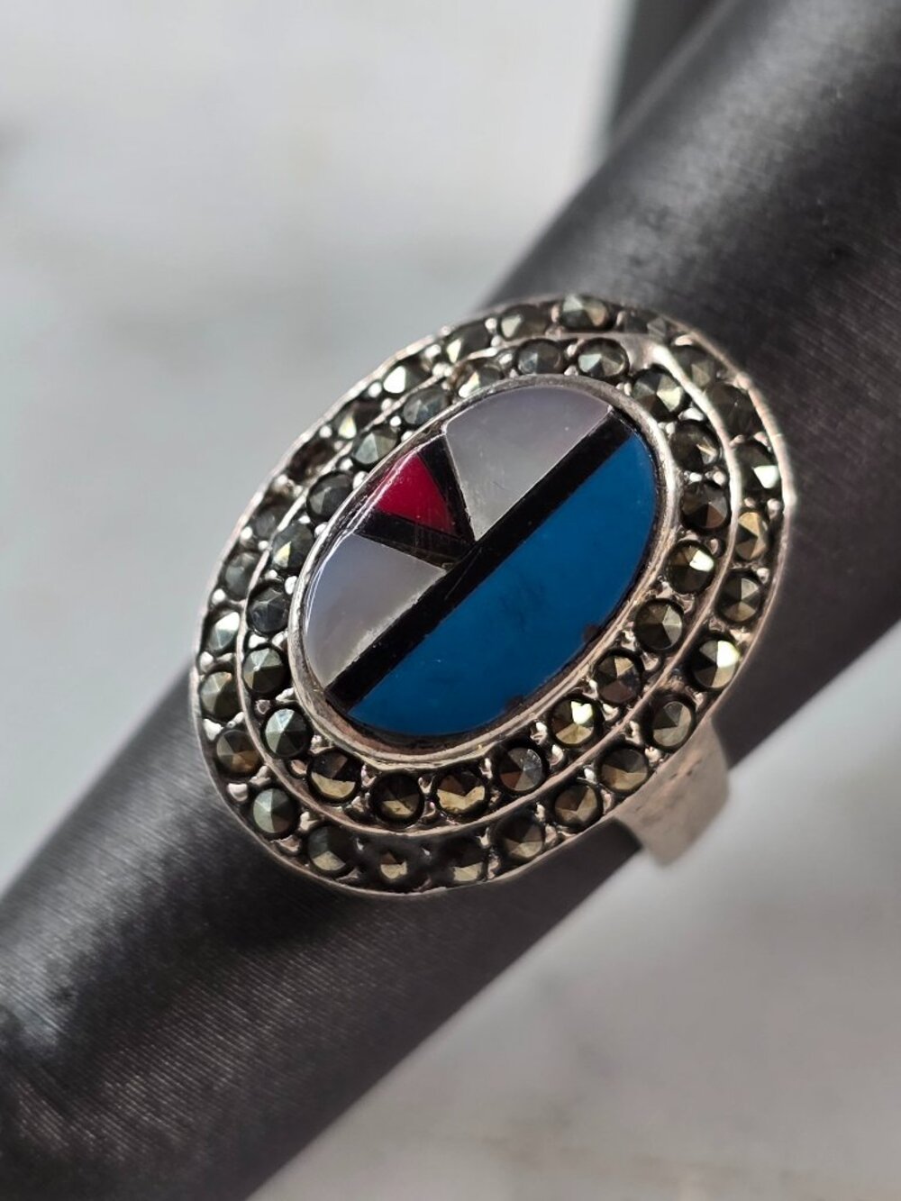 Womens Vintage Estate Sterling Silver Southwestern Zuni Ring 5.2g E654